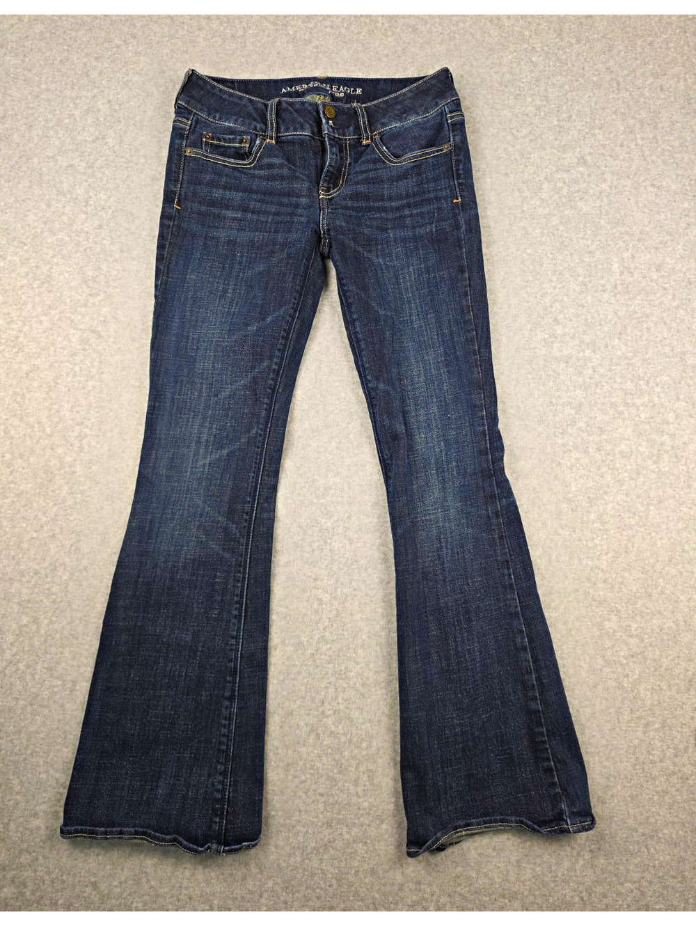 American Eagle Womens Low Rise Bootcut Jeans Dark Wash Stretch Denim Sz 4